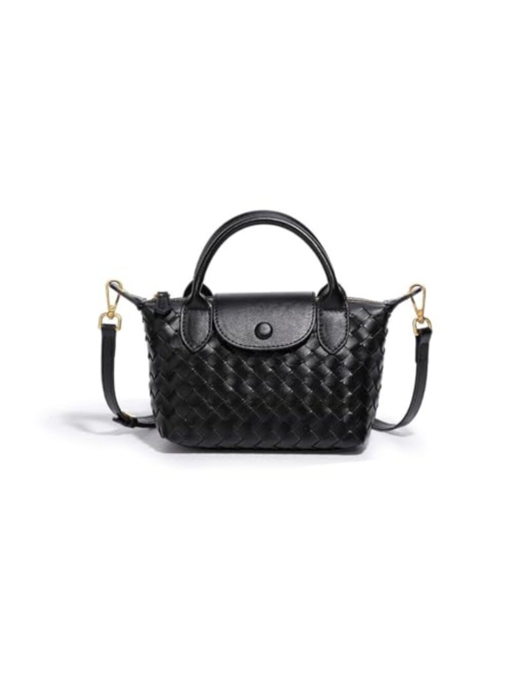 Mini Braided Faux Leather Satchel Handbag with Top Handle